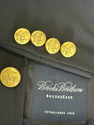 Chaqueta Brooks Brothers Loro Piana Blazer Azul Marino Dorado Brooksease Botones 42S Foto 1 de 4