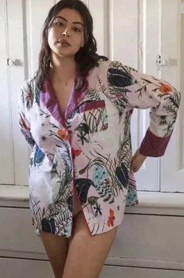 Top de pijama de franela botánica Anthropologie Kelly Louise Judd talla pequeña Foto 1 de 4