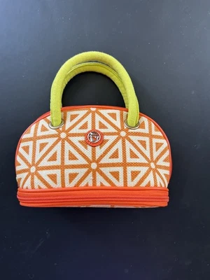 SPARTINA DAUFUSKIE Creme Laranja Verde LINHO ALÇA DUPLA BOLSA COSMÉTICA com zíper - Imagem 1 de 4
