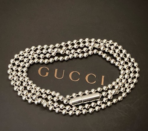 GUCCI Collana Catena Sfera Argento 925 Targhetta Cane Uomo Donna Accessori