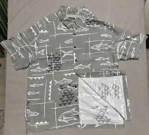 Quicksilver - Men's Size XL Grey Waterman Fish Printed Shirt Comfort Fit - Picture 1 of 5