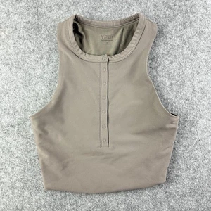 Top Abercrombie Fitch YPB Esculpido Lux Henley para Mujer Pequeño A Presión Corto Taupe* - Imagen 1 de 7
