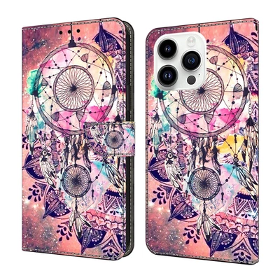 For Various Phone Wind Chimes Magnetic Card Wallet Case Flip Stand Cover Strap - Image 1 of 4