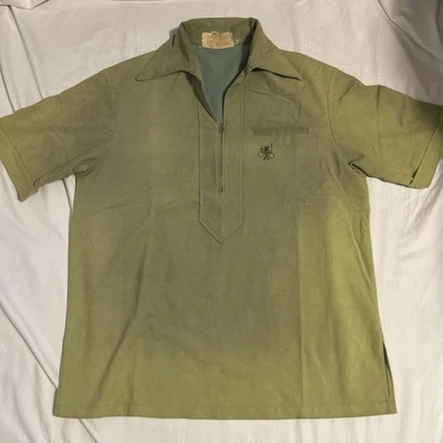 Vintage Iolani Hawaiian Shirt M Executive Green Zippered Pullover Hawaii - Image 1 of 4