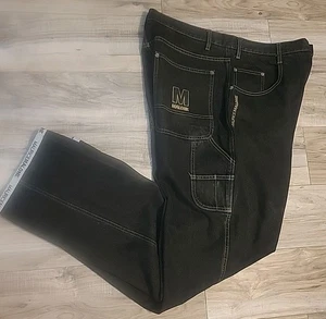 Maurice Malone Jeans 38x33 Black Washed Grunge Hip Hop Y2K Skater 100% Cotton - Picture 1 of 11
