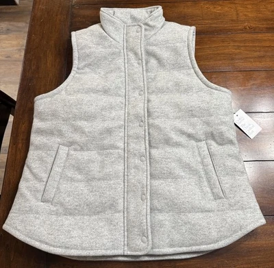 Croft & Barrow Puffer Vest Womens Large Light Grey Classic Quilted Sleeveless - Image 1 of 4