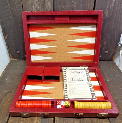 Crisloid Bakelite Backgammon Set Red & Butterscotch 1 1/4 Vintage 70s USA NO KEY - Image 1 of 4