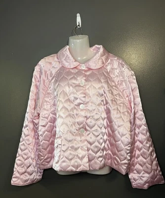 Jaqueta Amanda Rich Feminina XL Rosa Acolchoada Cetim Jaqueta de Cama Lounge Feita nos EUA - Imagem 1 de 4