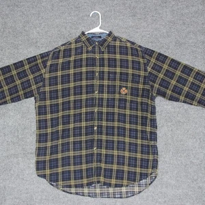 Ivy Crew Mens Plaid Flannel Corduroy Shirt Button Down Long Sleeve Cotton Size L - Picture 1 of 8