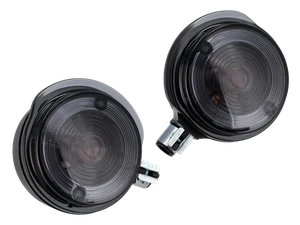 Set: Blinker vorn, rund in Schwarz mit Rauchgrauem Glas - für Simson S50, S51, S - Picture 1 of 3