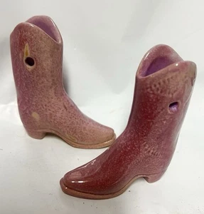 2 Miniature Porcelain Purple Western Boots - Picture 1 of 16