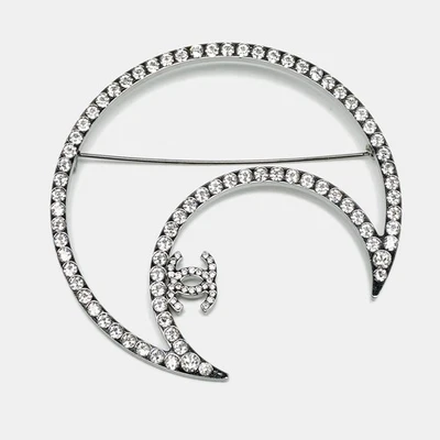 Chanel CC Moon Crystals Silver Tone Brooch - Image 1 of 4