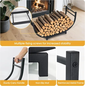 Gebogenes Brennholzregal 30" Indoor Outdoor Scheitholz Brennholzhalter Metall Kamin Holz - Bild 1 von 7
