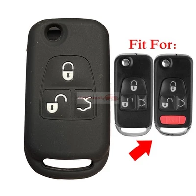 Fit Mercedes Benz ML GL 3 Button Remote Key Fob Silicone Skin Case Cover Black - Image 1 of 4