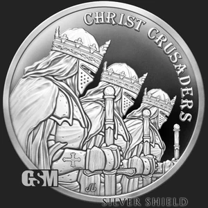 2025 1OZ CHRIST CRUSADERS PROOF Silver Shield .999 Pure - "PRESALE" ICONIC ROUND - Picture 1 of 5