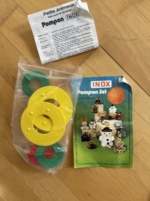 Vintage INOX Pompon Set 4 Größen  mit Anleitung 70er Jh. neu w. basteln Bommel - Bild 1 von 4