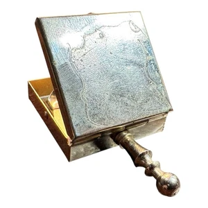 Vintage Brass Pocket Ashtray with Handle Silent Butler Style - Picture 1 of 9