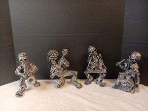 Estatuillas de banda de rock esqueleto de metal pesado peltre con cajas - Imagen 1 de 14