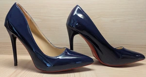 Neu Damen Pumps Gr. 39 Absatz 11,5 cm DUNKELBLAU High Heels Stiletto Schuhe Lack - Bild 1 von 5