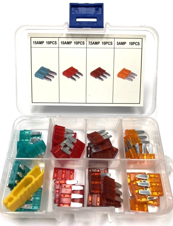 Kit de 40 piezas de fusibles de coche MICRO 3 5A - 15 AMPERIOS surtido de caja de plástico con clip Foto 1 de 1