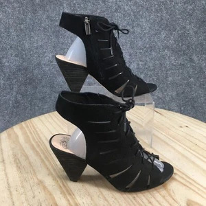 Vince Camuto Sandals Womens 7 M Estie Gladiator Black Leather Lace Up Heels - Picture 1 of 14