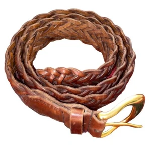 Talbots Leather Braided Belt With Brass Buckle Size XL - Picture 1 of 7