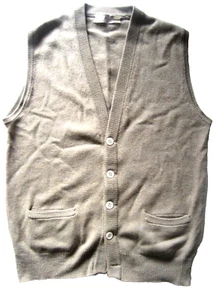 Cárdigan suéter chaleco marrón tostado vintage 100 % cachemir puro desenfoque diamante talla 38 - Imagen 1 de 10