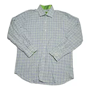 Bristol and Bull Blue Check Career Casual Button Up Shirt Men's Size Large - Picture 1 of 9