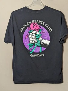 Grim Days Herren T-Shirt schwarz kurzarm Broken Hearts Club Grafik Gr. XL - Bild 1 von 5