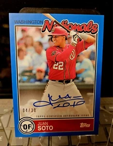 2020 Topps Brooklyn Kollektion blau Auto/30 Juan Soto Yankees Nationals Väter - Bild 1 von 2
