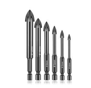 6Pcs Set Cemented Carbide Cross Hex Tile Glass Ceramic Drill Bits Set Efficient - Picture 1 of 4