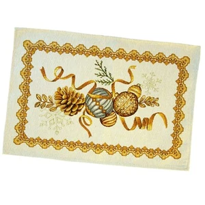 Juego de manteles de tela tapetes de fiesta navidad brillo hilo dorado lurex - Imagen 1 de 6