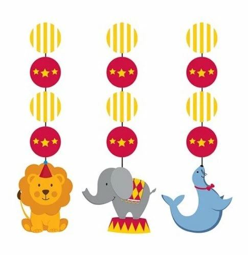 Circus Time Hanging Paper Cutout Party Decorations, Assorted - 3 Count - Image 1 of 1