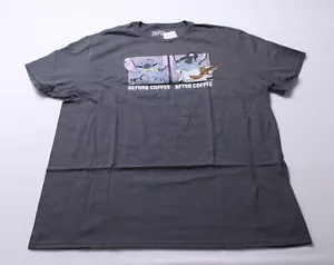Lilo & Stitch Men's Coffee Graphic Short Sleeve T-Shirt CG2 Gray Size XL NWT - Picture 1 of 4