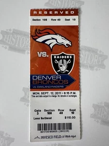 2011 Von Miller NFL Debut Ticket 9/12/11 Devner Broncos Oakland Raiders - Picture 1 of 2