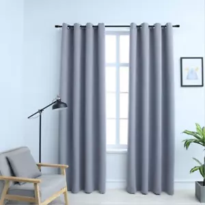 vidaXL Blackout Curtains with Rings 2 pcs Gray 54"x95" Fabric, 134851 - Picture 1 of 5
