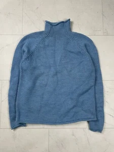 J Crew Womens Baby Blue Roll Hem Neck Fisherman Oarsman Sweater Size M - Picture 1 of 11
