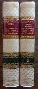 Antico Dizionario Francese - Inglese. Legatura di pregio. Parigi, 1827 - Foto 1 di 4