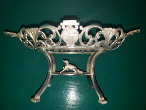 Meriden B Co SP Figural Dog Oval Bowl Stand Footed Scrolled Open Work - Picture 1 of 5
