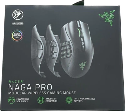 Razer Naga Pro  Modulare kabellose Gaming-Maus mit 3 austauschbaren Seitenteilen - Bild 1 von 3