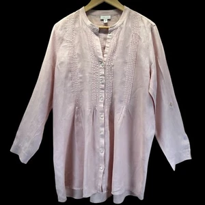 J Jill Love Linen Pintucked Linen Tunic Top Sz. L  Minimalist Lagenlook Coastal - Picture 1 of 14