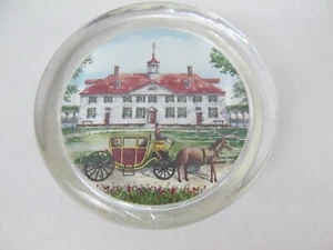 Vintage Glass Paperweight Colonial Mansion with Horse and Buggy - Picture 1 of 2