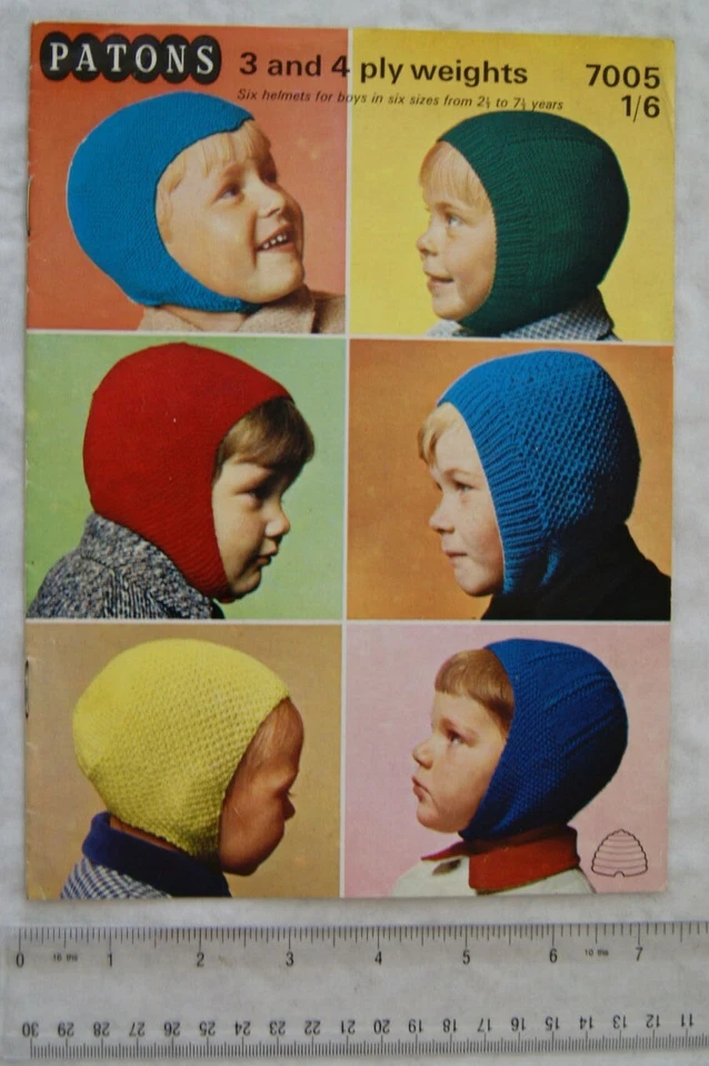 1960s Patons 7005 six helmets for boys, 3 ply & 4 ply - Image 1 of 1