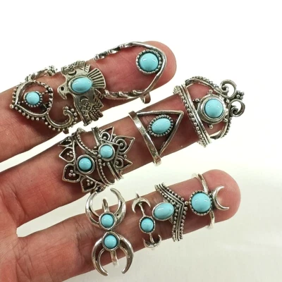 Anillo para mujer boho chic 11 piezas talla 5-7,5 deslustre latón enchapado joyería Foto 1 de 4