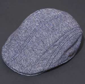 STETSON Hat Flat Driver Cap Mens MEDIUM Hatteras Wool Herringbone Celebrity M - Picture 1 of 21