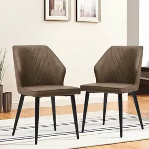 2x Braun Esszimmerstuhl Stühle Esszimmer Metallbeine Möbel V Typ Design - Bild 1 von 12
