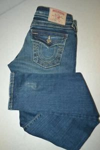 Pantalones de mezclilla para mujer True Religion Julie ajustados Factory Distress azules talla 26x34 - Imagen 1 de 12