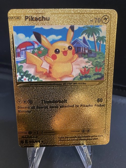 Pokemon Pikachu Illustrator Japanese 1998 Gold Metal Custom 