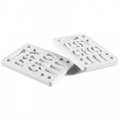 Vision Psycho Brand 1/4" STENCIL LOGO Dual Bolt Pattern Skateboard Risers WHITE