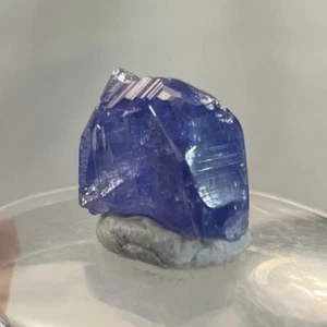 Natürlicher Tansanit Kristall erhitzt blau lila grob 1,35 g - 9,5 mm hoch - Bild 1 von 9